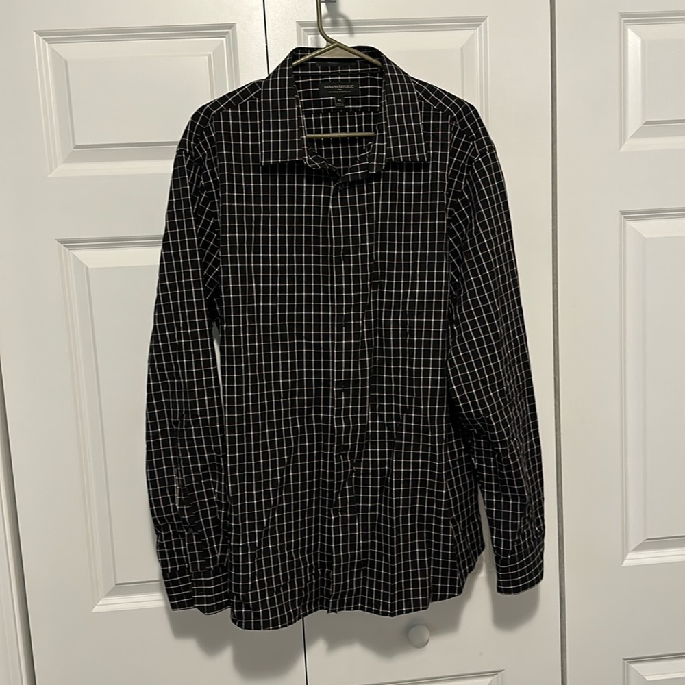 Banana Republic Black Plaid XL Dress Shirt